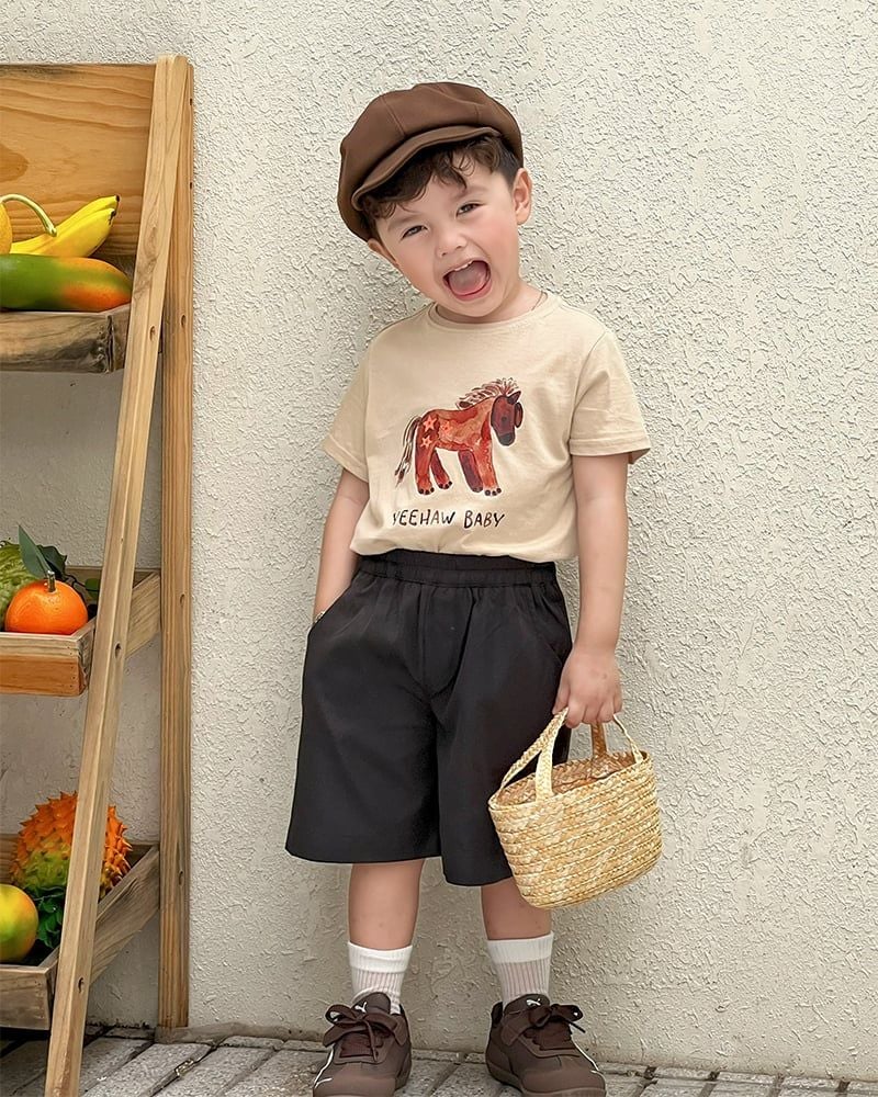  Áo thun tay ngắn in hình con ngựa cho bé trai bé gái À Ú 