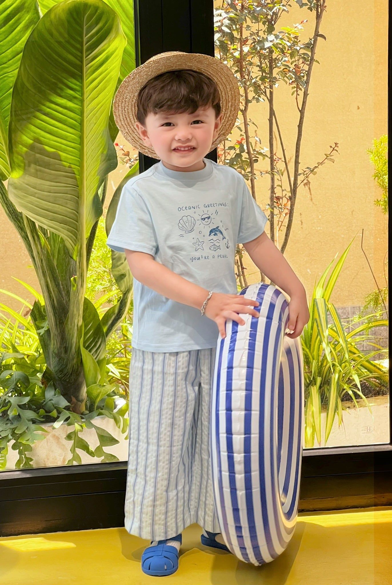 Quần dài sọc cotton cho bé trai bé gái À Ú