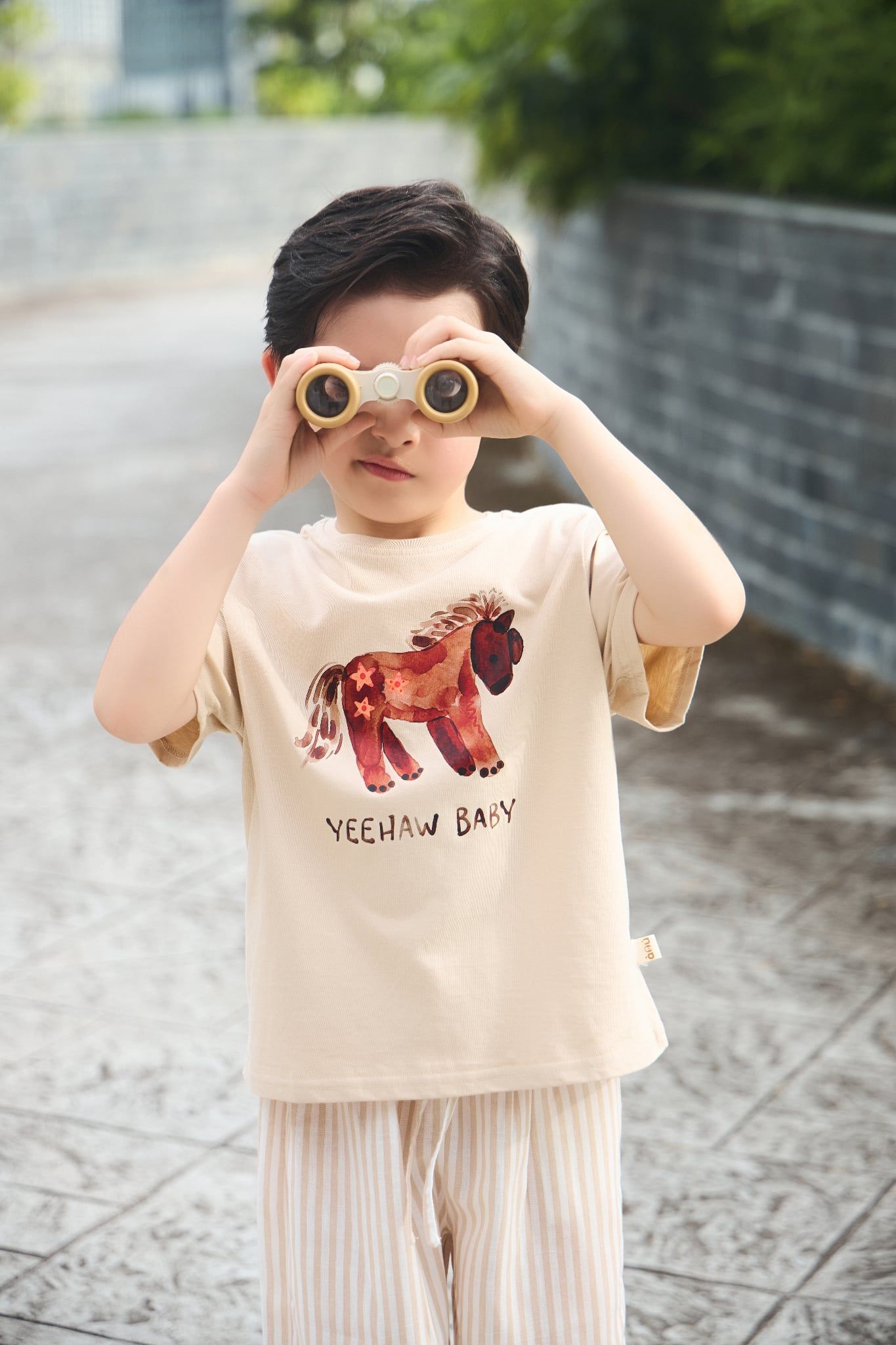  Áo thun tay ngắn in hình con ngựa cho bé trai bé gái À Ú 