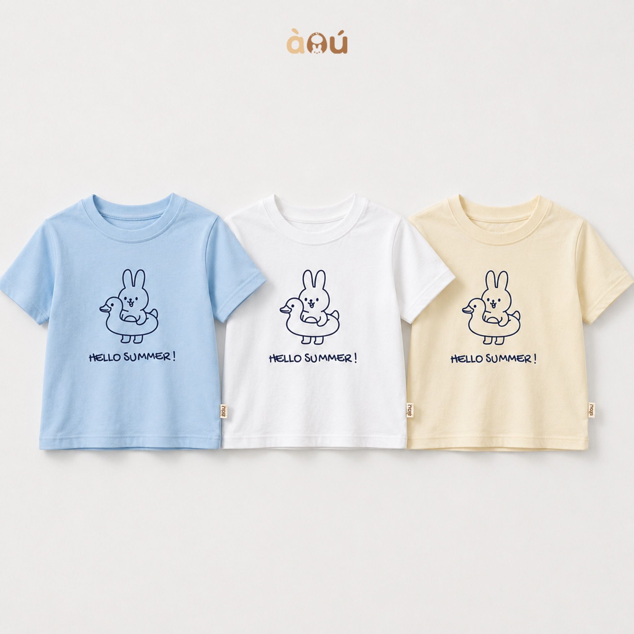 Áo thun tay ngắn in hình Summer 01 Thỏ đeo phao