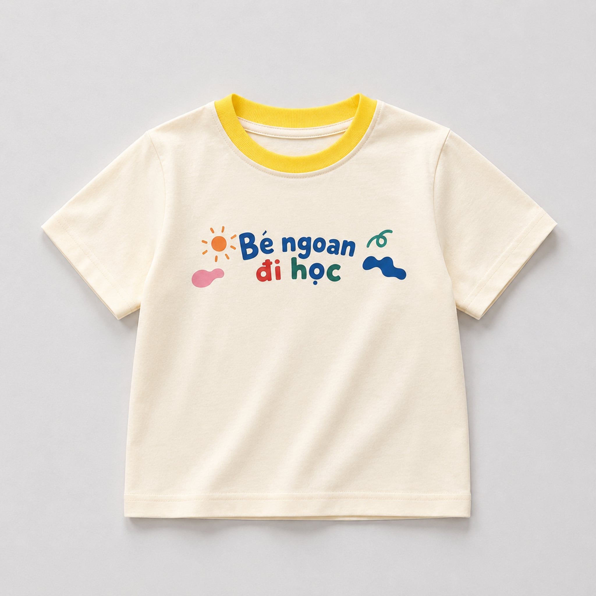 Áo thun tay ngắn in hình Bé ngoan đi học