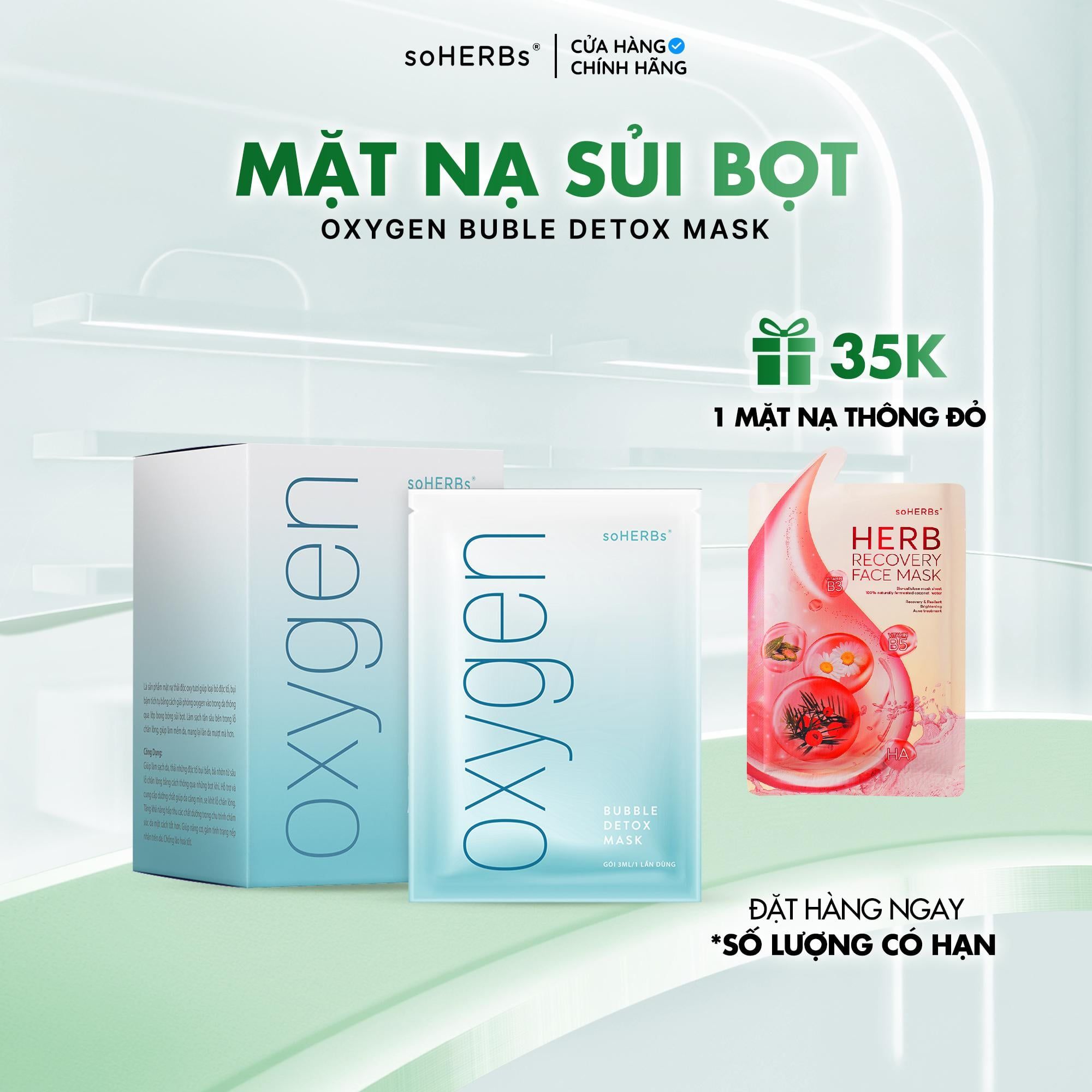  soHERBs - Mặt Nạ Sủi Bọt Hỗ Trợ Làm Sạch Da - Tặng 1 Gói Mask Herb Skincare Dưỡng Ẩm Da 