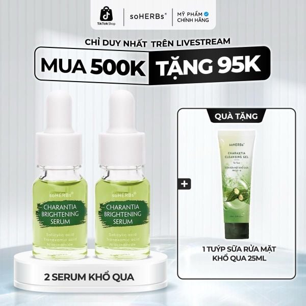  Serum Khổ Qua soHERBs - Tặng Sữa Rửa Mặt Khổ Qua - Hỗ Trợ Dưỡng Sáng Và Làm Mờ Thâm Hiệu Qủa, Dưỡng Da Đều Màu Dịu Da Nữ Skincare 