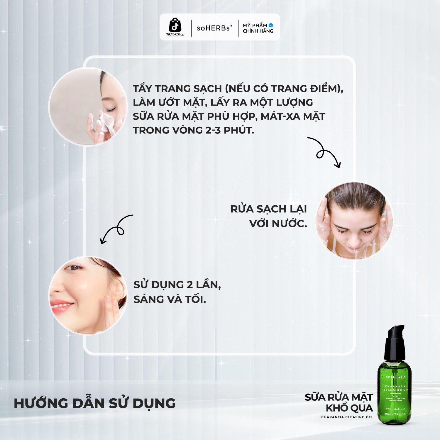  Sữa Rửa Mặt Khổ Qua soHERBs 80ml Dành Cho Da Dầu Mụn, Dịu Nhẹ Giúp Giảm Viêm Giảm Mụn SkinCare Chăm Sóc Da Women 