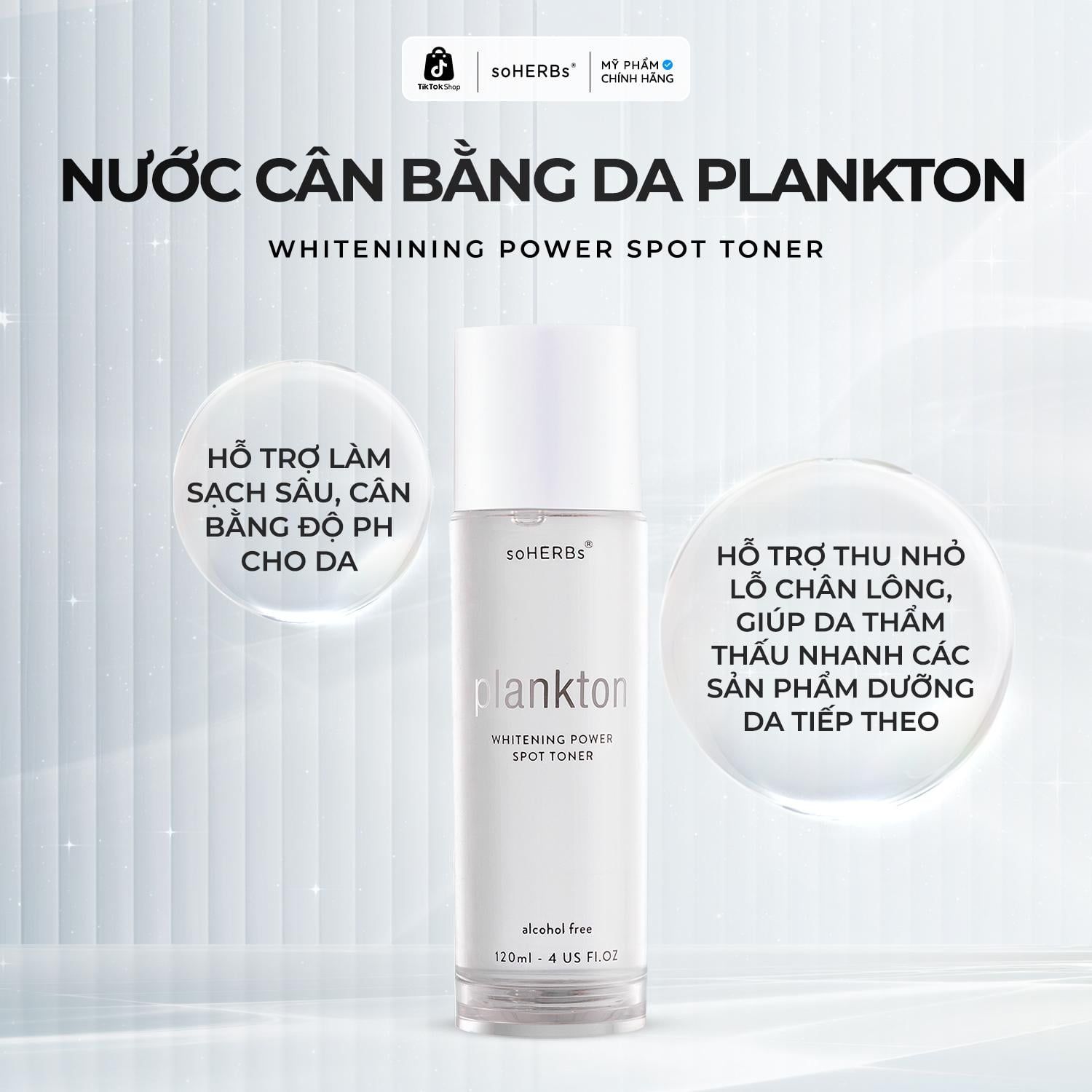  soHERBs- Nước Cân Bằng Plankton - Tặng 1 Gói Sữa Rửa Mặt Khổ Qua Toner 