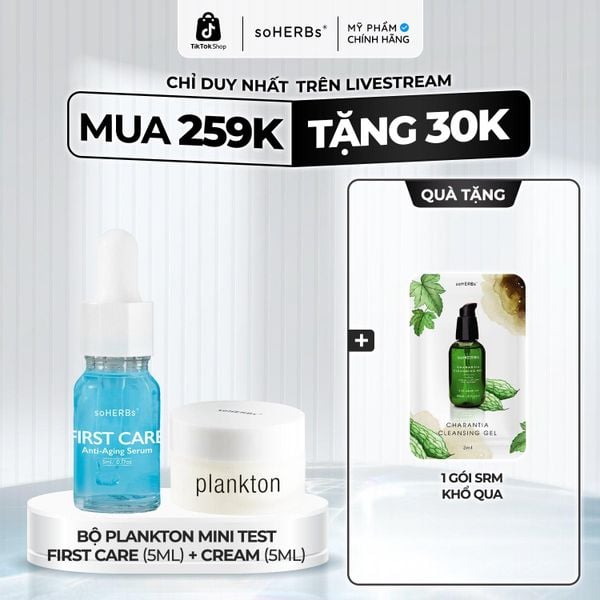  Combo Cream + Serum PLANKTON FIRST CARE Anti-Aging Hỗ Trợ Dưỡng Da - Có quà tặng Skincare Làm Đẹp Da 