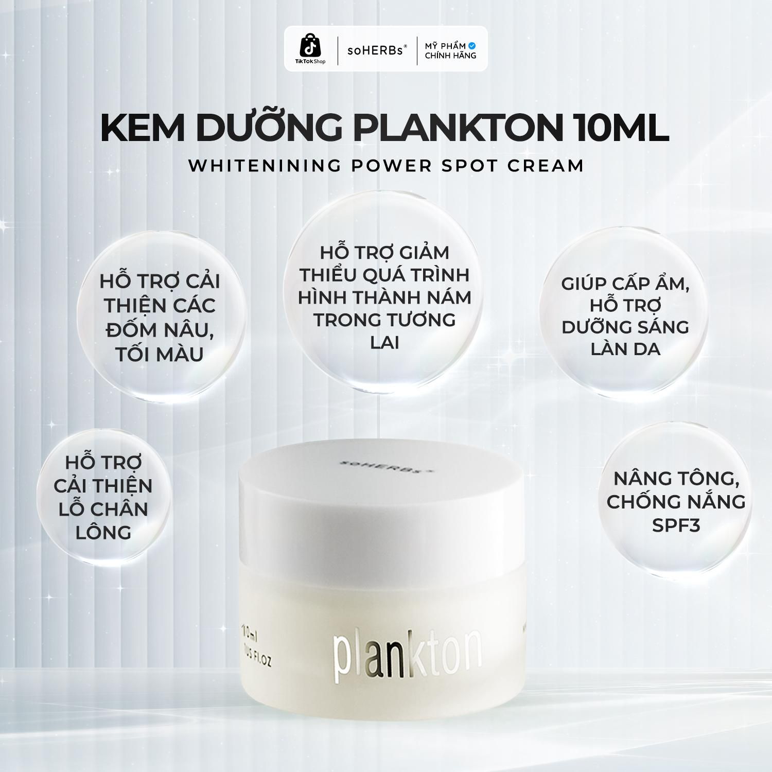  soHERBs - Kem Cream Plankton - Tặng Kèm Mask Ngẫu Nhiên Skincare Làm Đẹp Da 