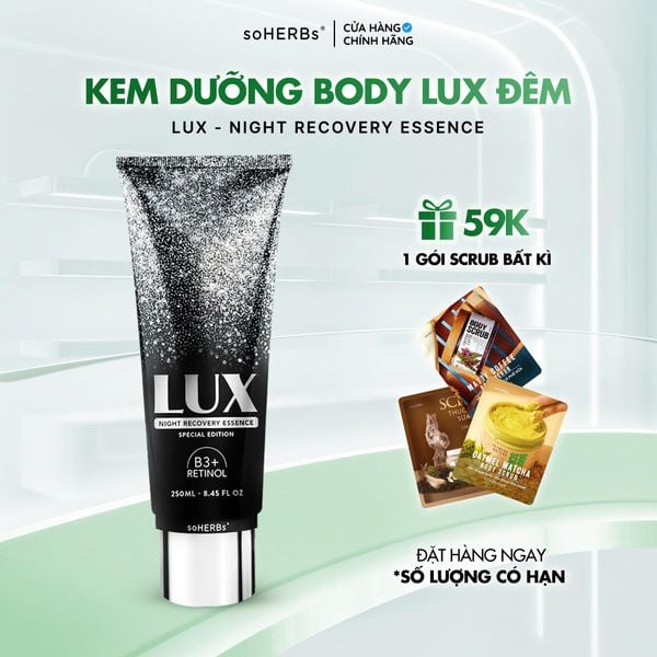  Kem Dưỡng Body LUX + Retinol soHERBs Đêm Tuýp 250ml [Quà Tặng: 1 Gói Scrub] Women Nữ Hỗ Trợ Dưỡng Da Mềm Mịn Làm Đều Màu Da Dưỡng Sáng Da Skincare 