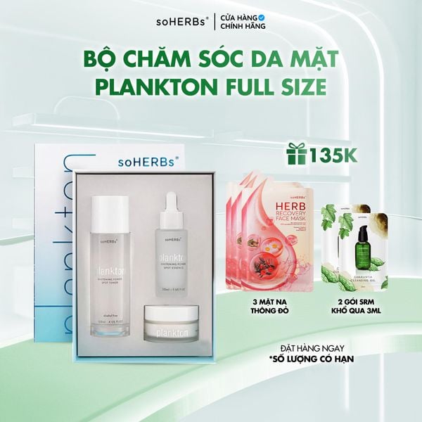  soHERBs - Combo Plankton Fullsize Bộ Chăm Sóc Da Mặt Dưỡng Sáng Làm Đều Màu Da Skincare Làm Đẹp Da 