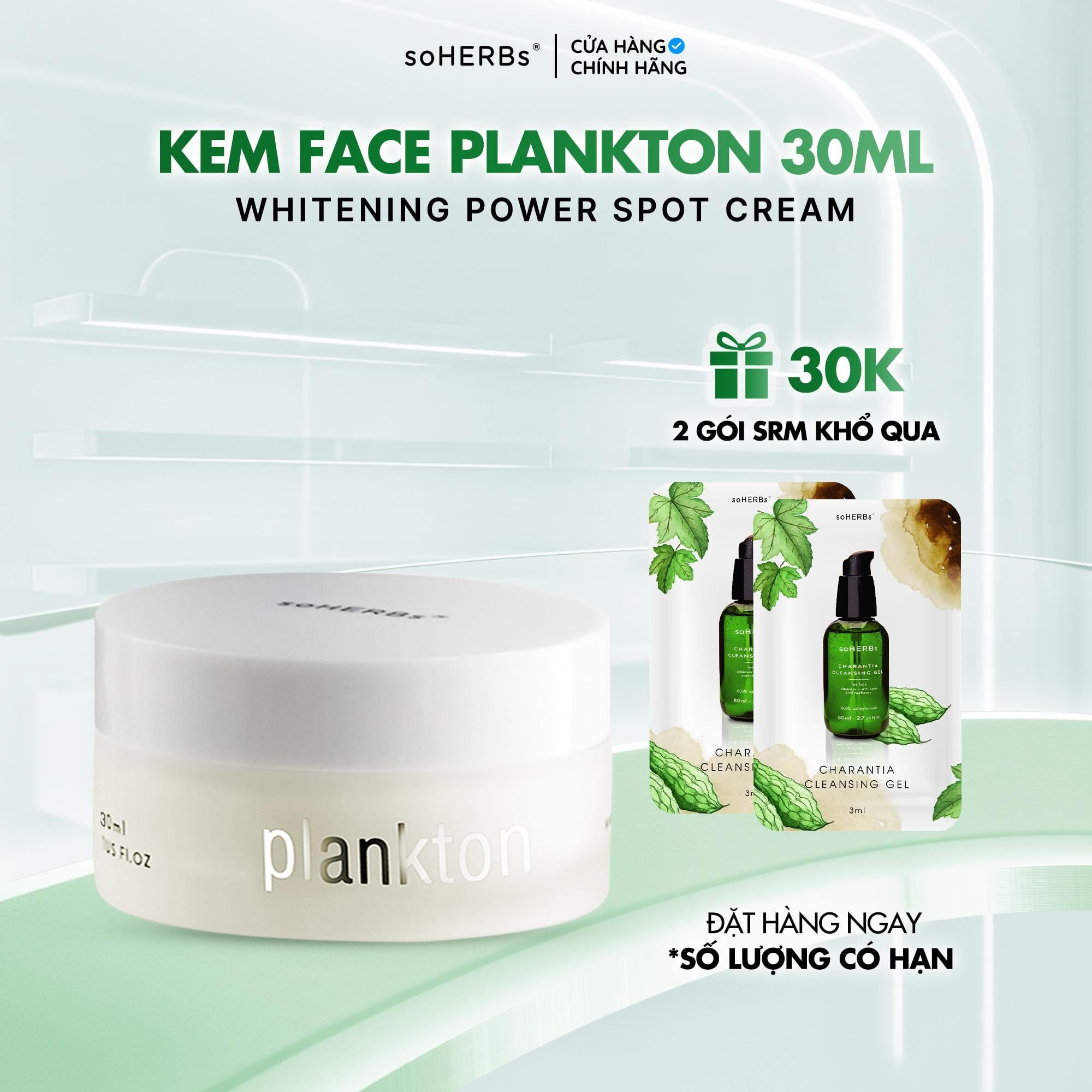  soHERBs - Kem Cream Plankton - Tặng Kèm Mask Ngẫu Nhiên Skincare Làm Đẹp Da 