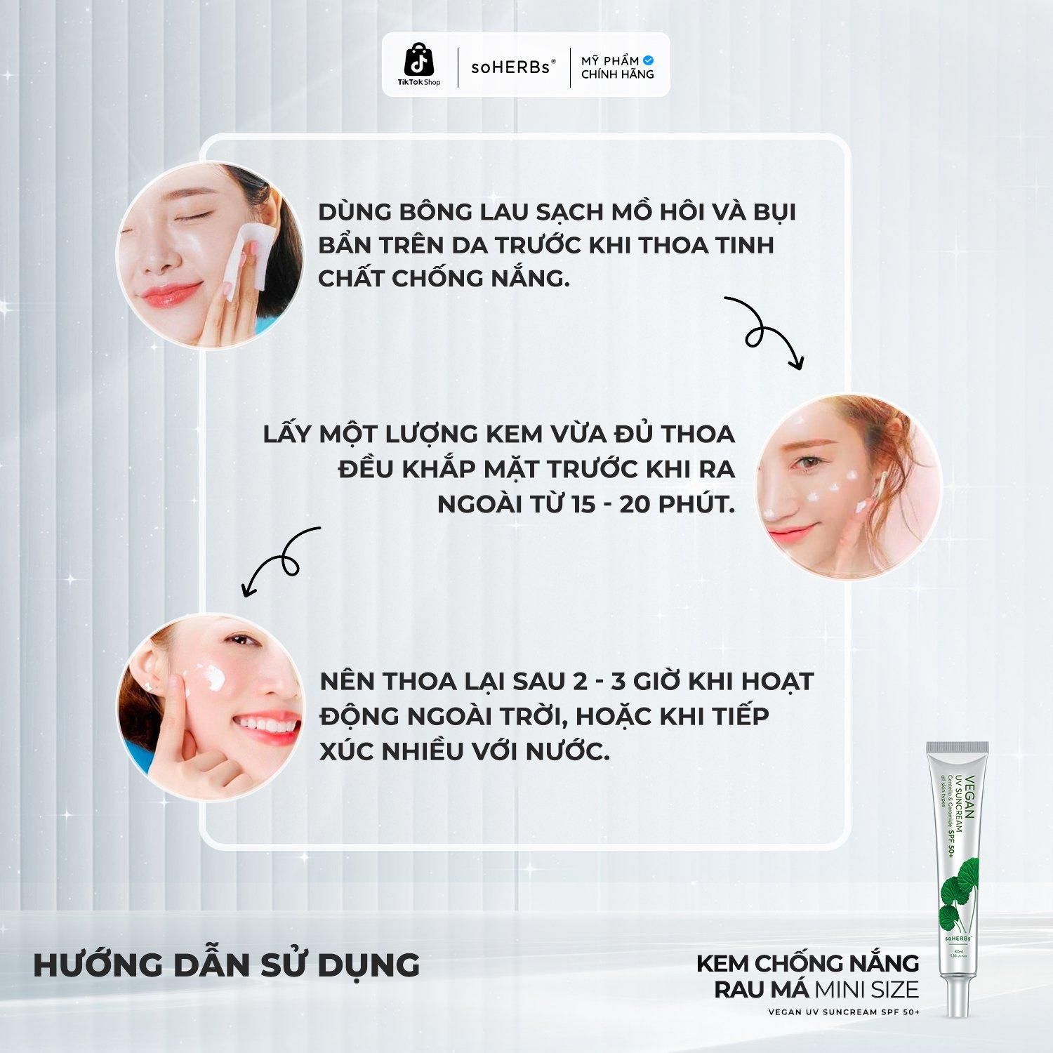  soHERBs - Kem Chống Nắng Vegan Size S (Nhỏ) - Tặng 1 Gói Sữa Rửa Mặt Khổ Qua Kem dưỡng da SPF 50 