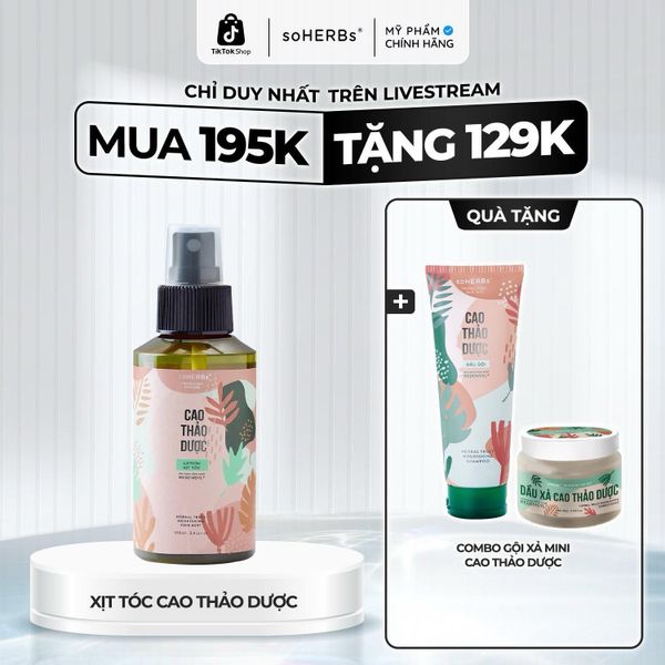 soHERBs - Xịt Tóc Cao Thảo Dược - Tặng Combo Gội Xả Mini Cao Thảo Dược 