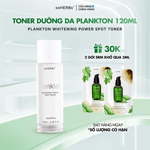  soHERBs- Nước Cân Bằng Plankton - Tặng 1 Gói Sữa Rửa Mặt Khổ Qua Toner 