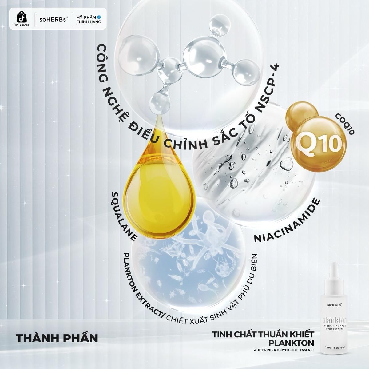  soHERBs - Tinh Chất Dưỡng Da PLANKTON  - Tặng Kèm Sữa Rửa Mặt Khổ Qua Dưỡng Ẩm Da Skincare Nữ 