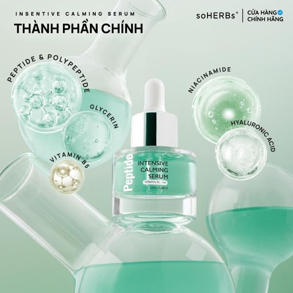  Tinh Chất Dưỡng HA Peptide Intensive Calming 20ml Hỗ Trợ Phục Hồi Cấp Ẩm Làm Dịu Da Giúp Làm Mềm Sáng Da Tặng 1 Gói SRM Khổ Qua 3ml 