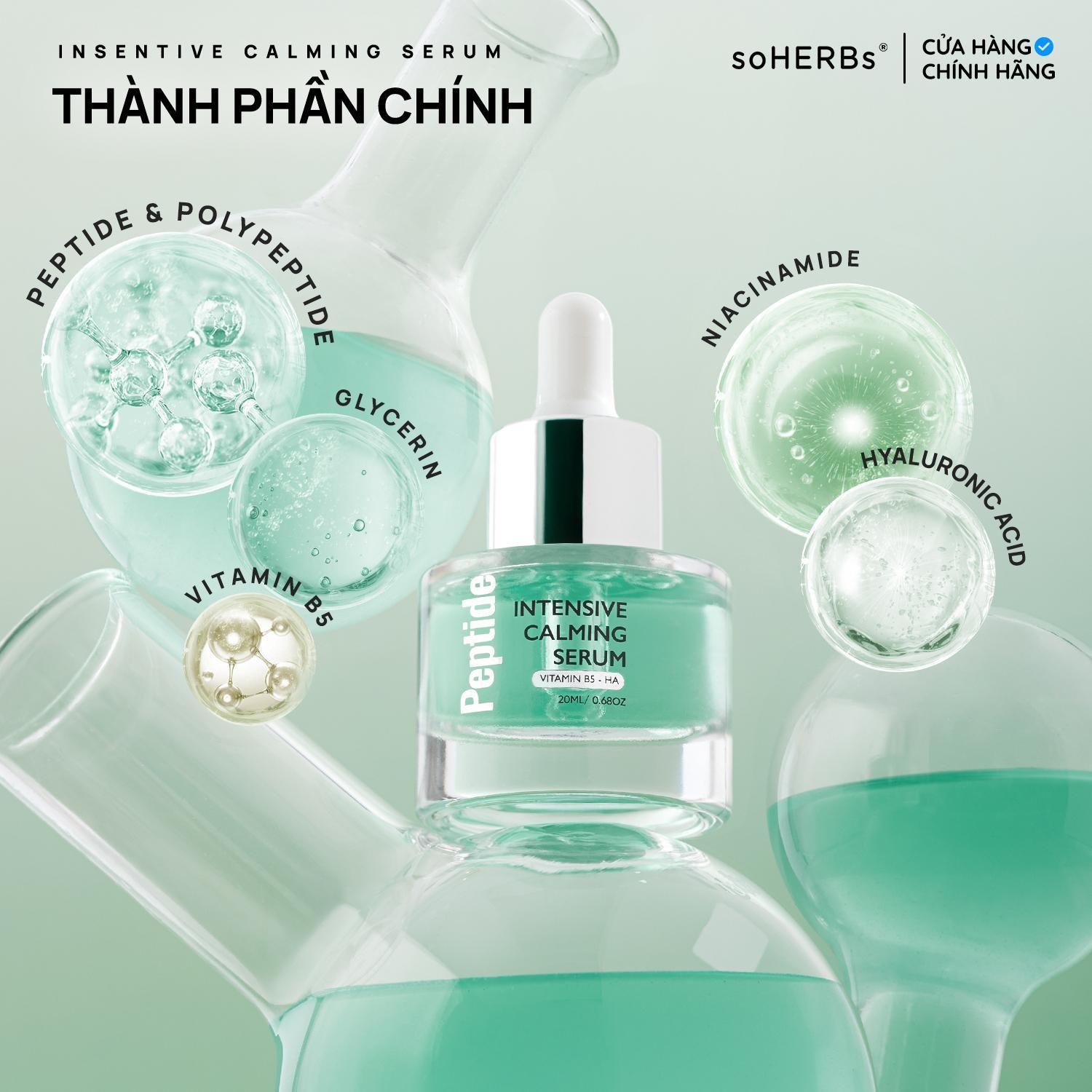  Tinh Chất Dưỡng HA Peptide Intensive Calming 20ml Hỗ Trợ Phục Hồi Cấp Ẩm Làm Dịu Da Giúp Làm Mềm Sáng Da Tặng 1 Gói SRM Khổ Qua 3ml 
