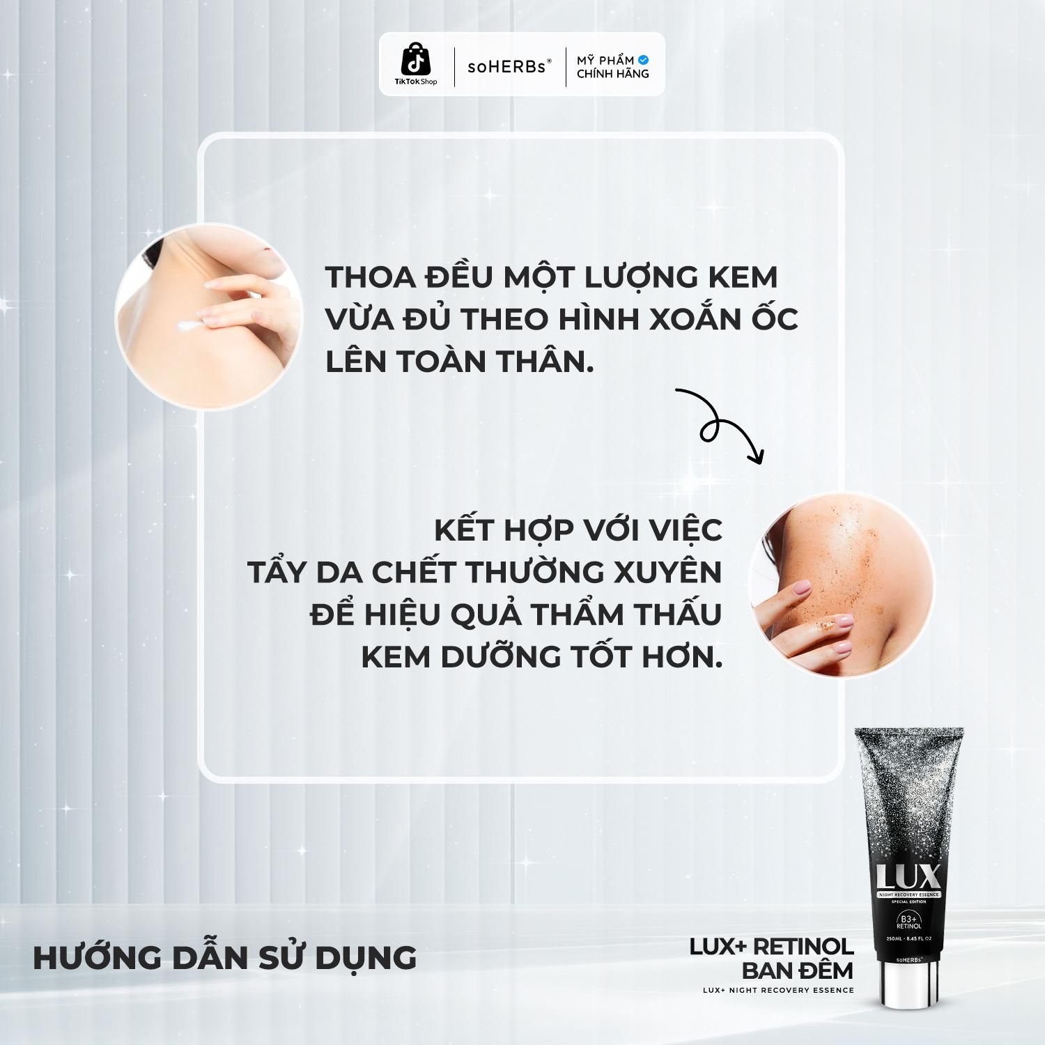  Kem LUX Retinol 250ml + Kem LUX Tinh Chất Ngày 250ml [Quà Tặng: 1 Combo Gội Xả Cao Thảo Dược Mini + 1 Bông Tắm + 1 Scrub] Giúp Dưỡng Da Sáng Mịn Đều Màu Skincare 
