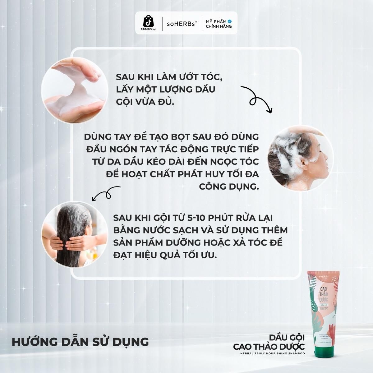  Dầu Gội Đầu Cao Thảo Dược Tuýp 250ml soHERBs [Quà Tặng: 1 Dầu Xả Cao Thảo Dược + 1 Gói Scrub] Women Nữ 