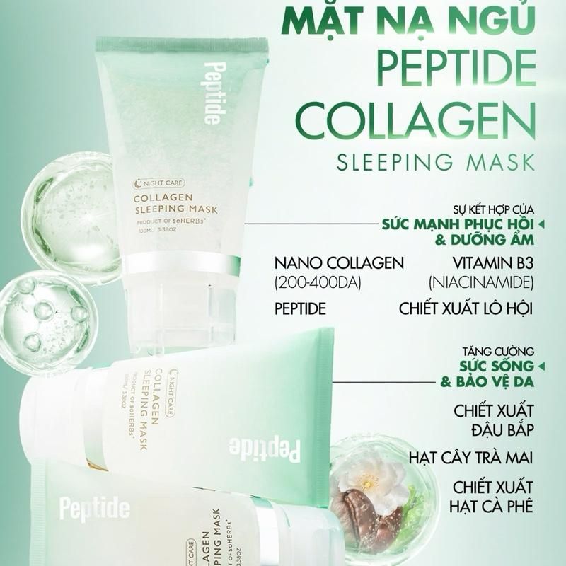  Mặt Nạ Ngủ Peptide Collagen 100ML sHERBs Cải Thiện Tình Trạng Khô Da Cấp Ẩm 