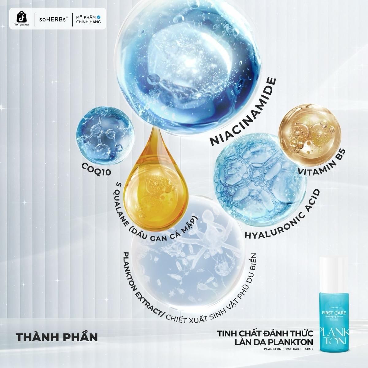  Serum PLANKTON FIRST CARE Anti-Aging Hỗ Trợ Dưỡng Da 20ml/50ml - Tặng Sữa Rửa Mặt Khổ Qua Nữ Skincare 