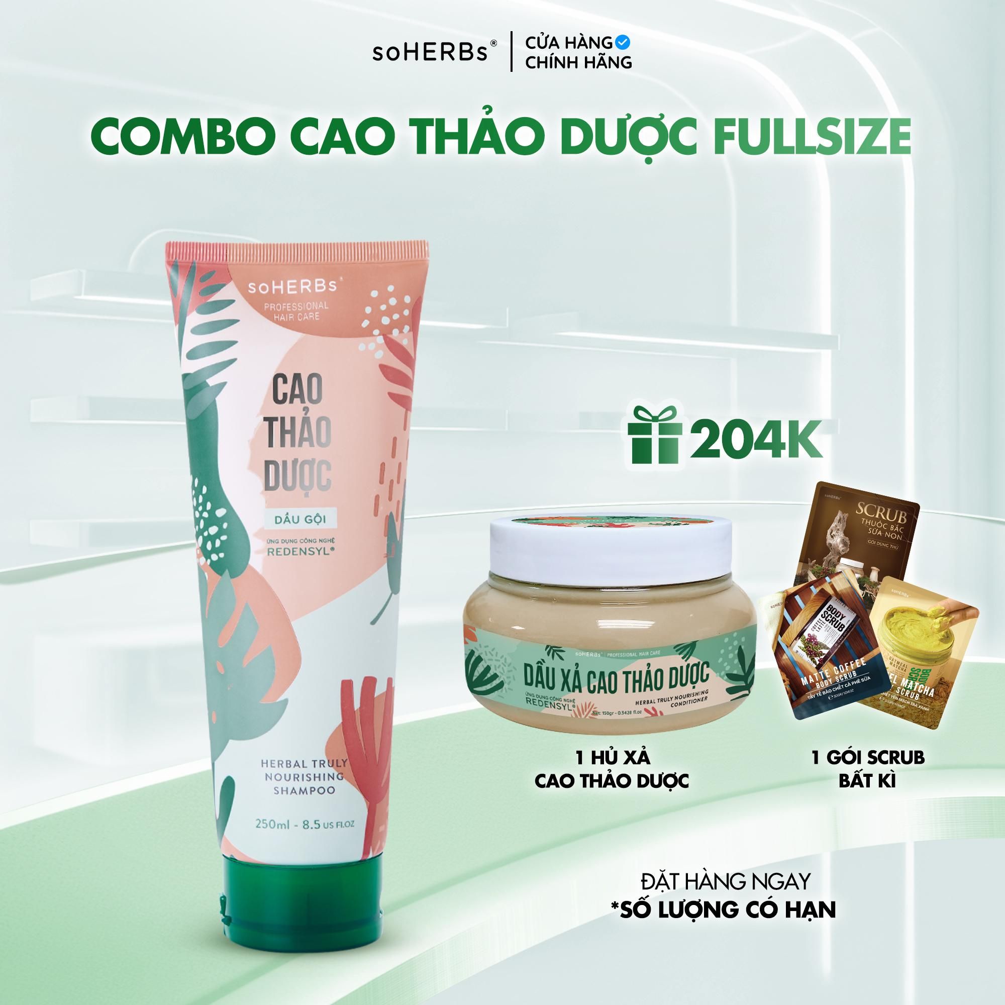  Dầu Gội Đầu Cao Thảo Dược Tuýp 250ml soHERBs [Quà Tặng: 1 Dầu Xả Cao Thảo Dược + 1 Gói Scrub] Women Nữ 