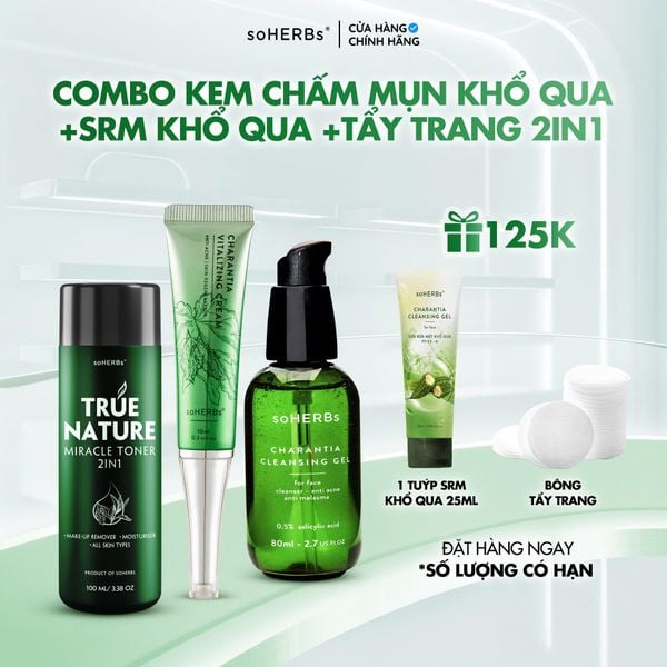  soHERBs - Combo Cao Khổ Qua + Sữa Rửa Mặt Khổ Qua - Tặng 1 Tuýp Sữa Rửa Mặt 