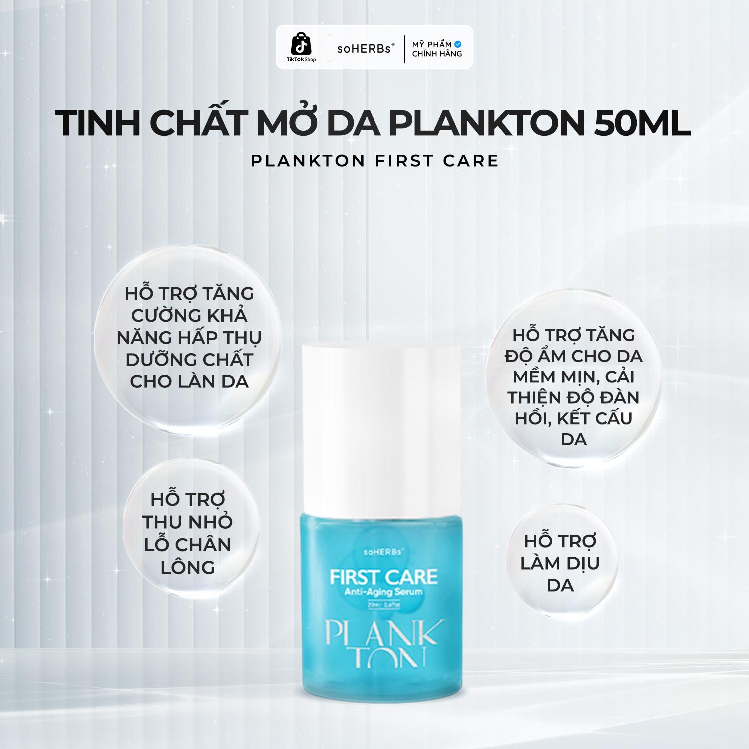  Serum PLANKTON FIRST CARE Anti-Aging Hỗ Trợ Dưỡng Da 20ml/50ml - Tặng Sữa Rửa Mặt Khổ Qua Nữ Skincare 