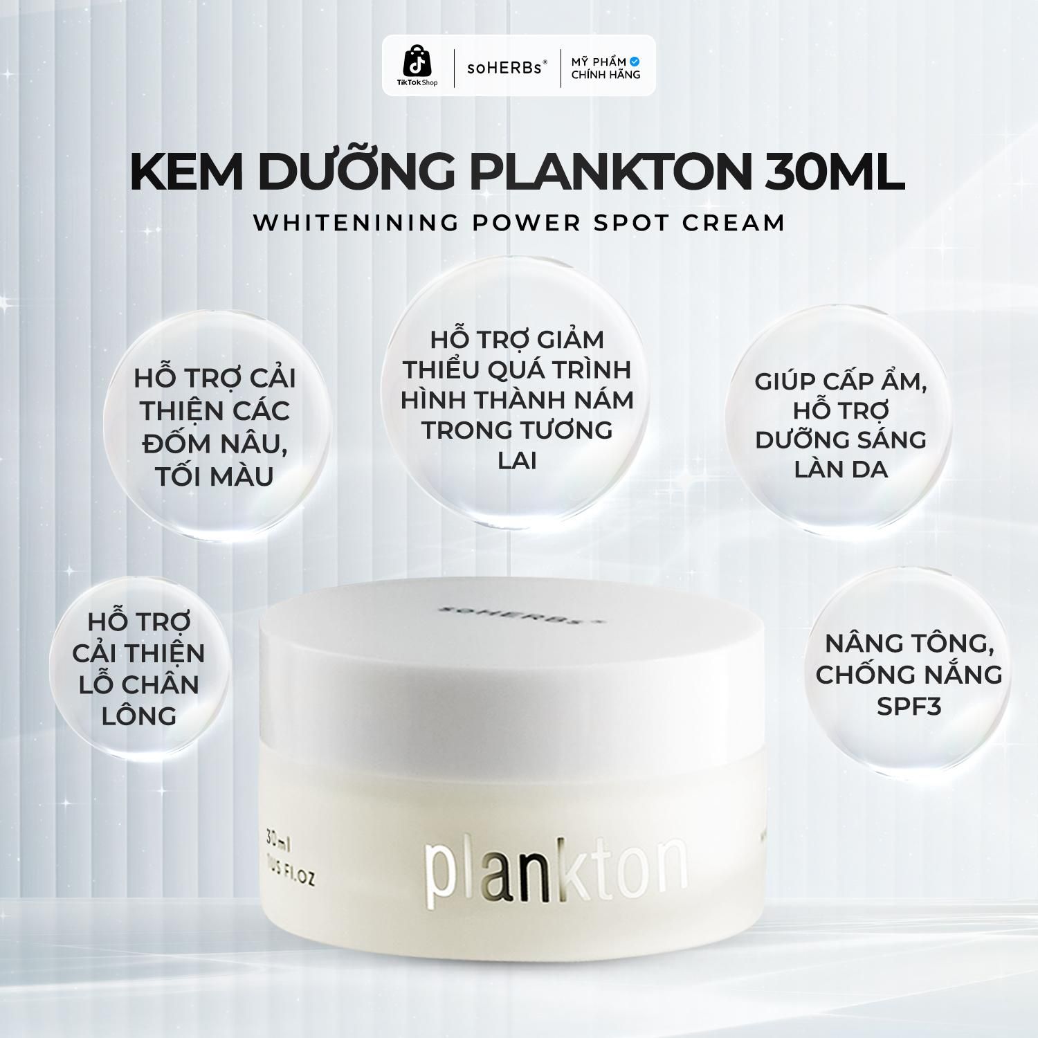  soHERBs - Kem Cream Plankton - Tặng Kèm Mask Ngẫu Nhiên Skincare Làm Đẹp Da 