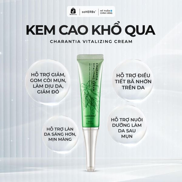  soHERBs - Combo Cao Khổ Qua + Sữa Rửa Mặt Khổ Qua + Serum Khổ Qua - Tặng Kèm 1 Tẩy Trang 100ml Skincare 