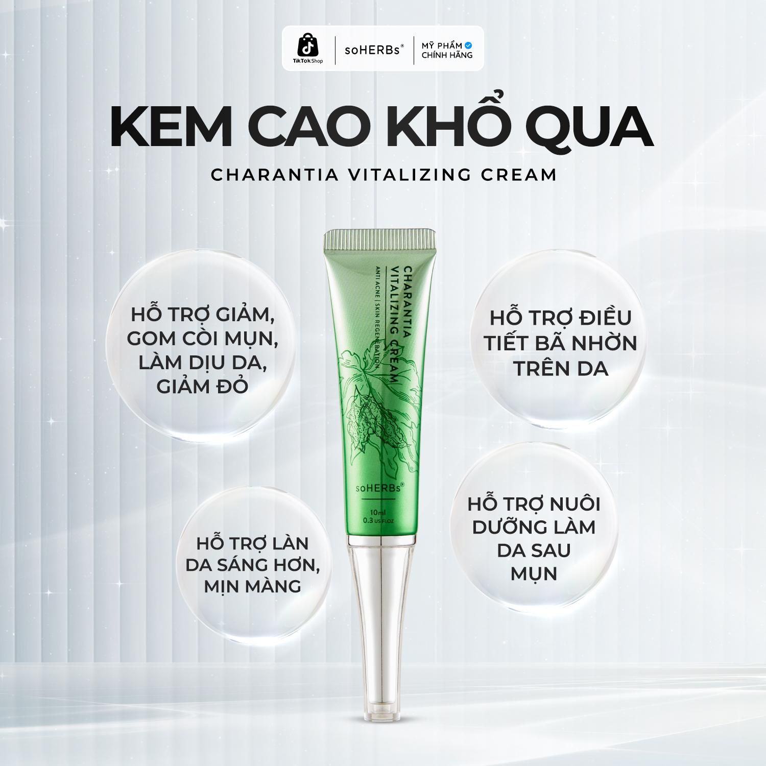  soHERBs - Combo Cao Khổ Qua + Sữa Rửa Mặt Khổ Qua + Serum Khổ Qua - Tặng Kèm 1 Tẩy Trang 100ml Skincare 