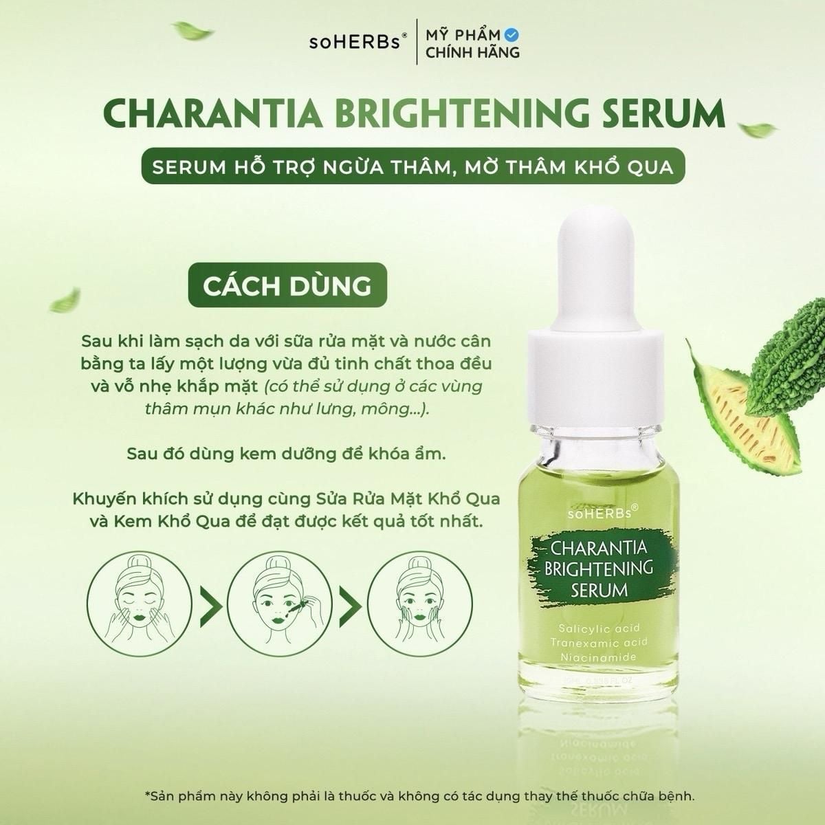  Serum Khổ Qua soHERBs - Tặng Sữa Rửa Mặt Khổ Qua - Hỗ Trợ Dưỡng Sáng Và Làm Mờ Thâm Hiệu Qủa, Dưỡng Da Đều Màu Dịu Da Nữ Skincare 