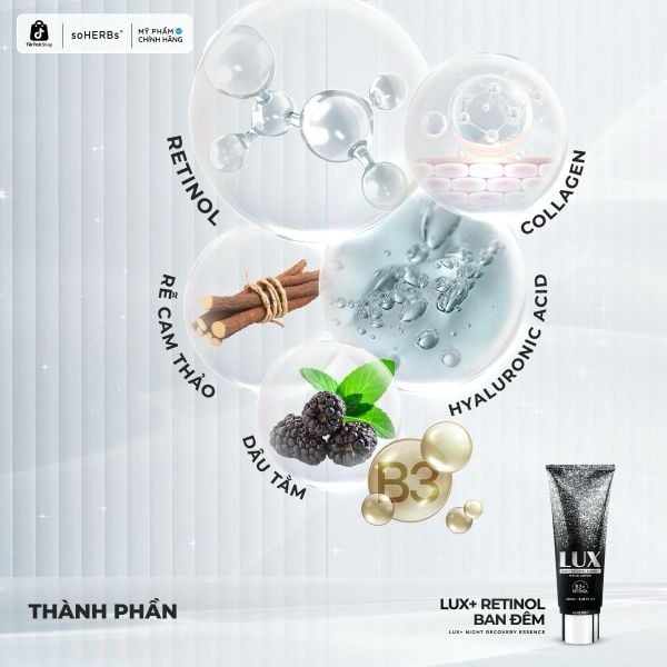  Kem Dưỡng Body LUX + Retinol soHERBs Đêm Tuýp 250ml [Quà Tặng: 1 Gói Scrub] Women Nữ Hỗ Trợ Dưỡng Da Mềm Mịn Làm Đều Màu Da Dưỡng Sáng Da Skincare 
