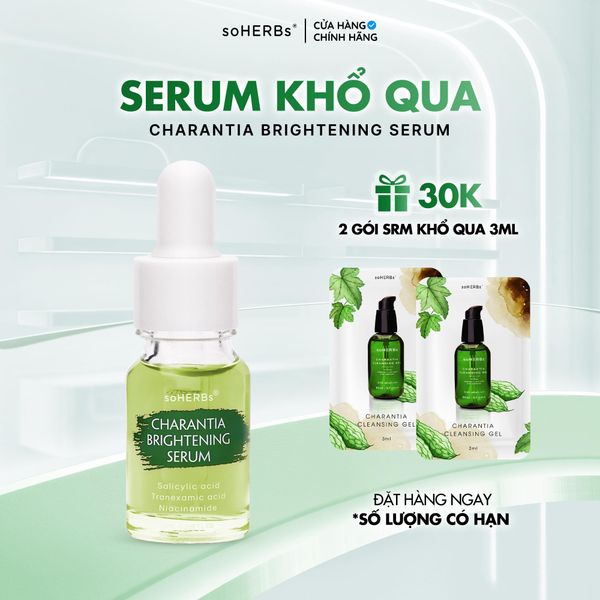  Serum Khổ Qua soHERBs - Tặng Sữa Rửa Mặt Khổ Qua - Hỗ Trợ Dưỡng Sáng Và Làm Mờ Thâm Hiệu Qủa, Dưỡng Da Đều Màu Dịu Da Nữ Skincare 