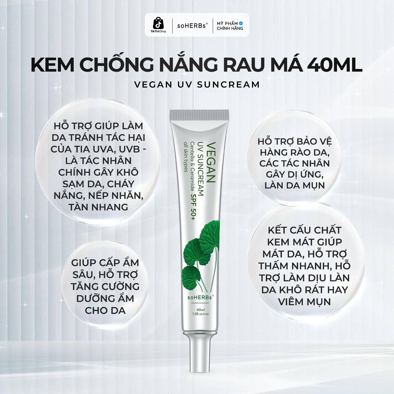 soHERBs- Kem Chống Nắng Vegan Size L (Lớn) - Tặng 2 Gói SRM Khổ Qua Skincare Women 
