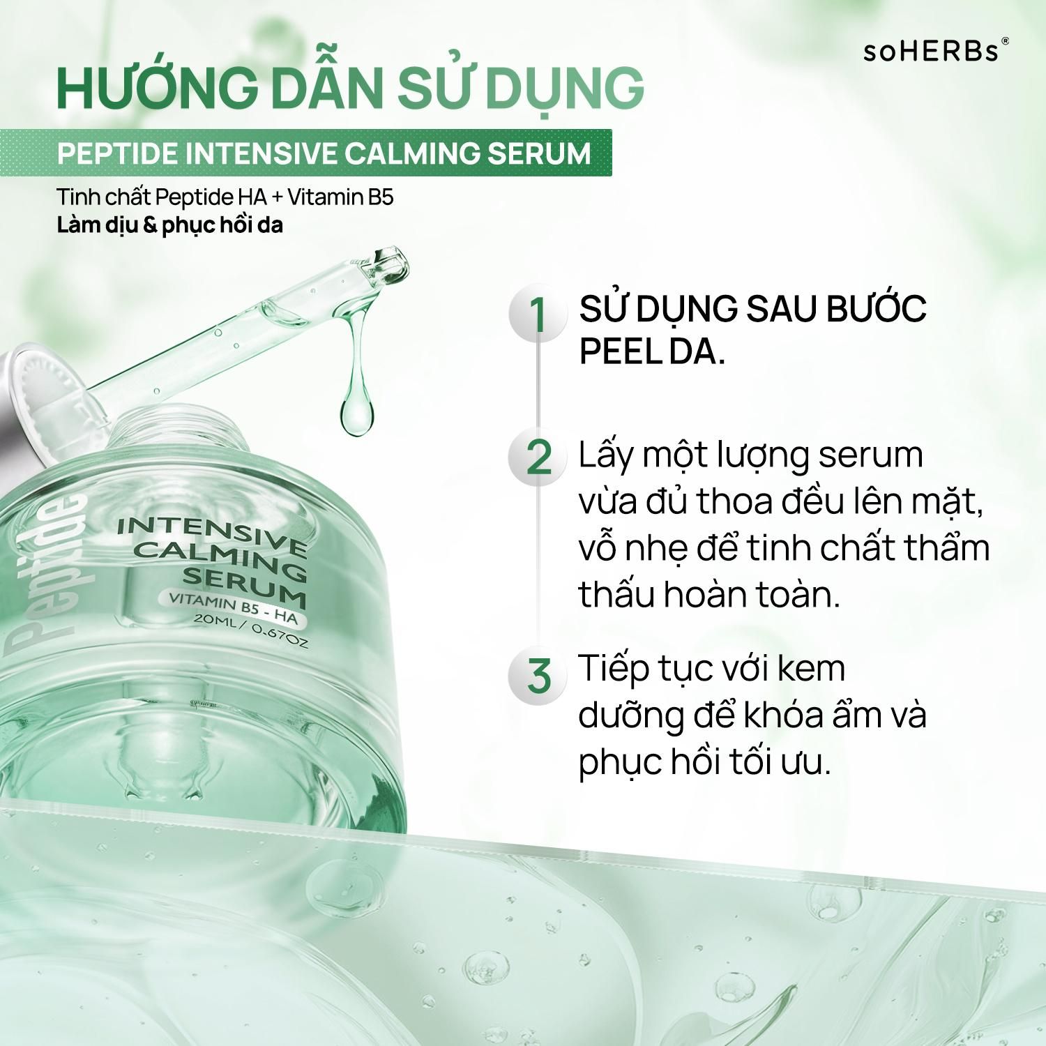  Tinh Chất Dưỡng HA Peptide Intensive Calming 20ml Hỗ Trợ Phục Hồi Cấp Ẩm Làm Dịu Da Giúp Làm Mềm Sáng Da Tặng 1 Gói SRM Khổ Qua 3ml 