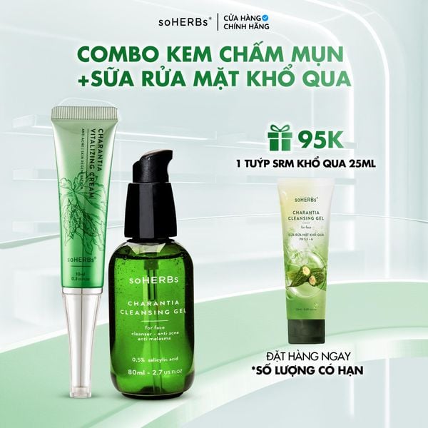  soHERBs - Combo Cao Khổ Qua + Sữa Rửa Mặt Khổ Qua - Tặng 1 Tuýp Sữa Rửa Mặt 