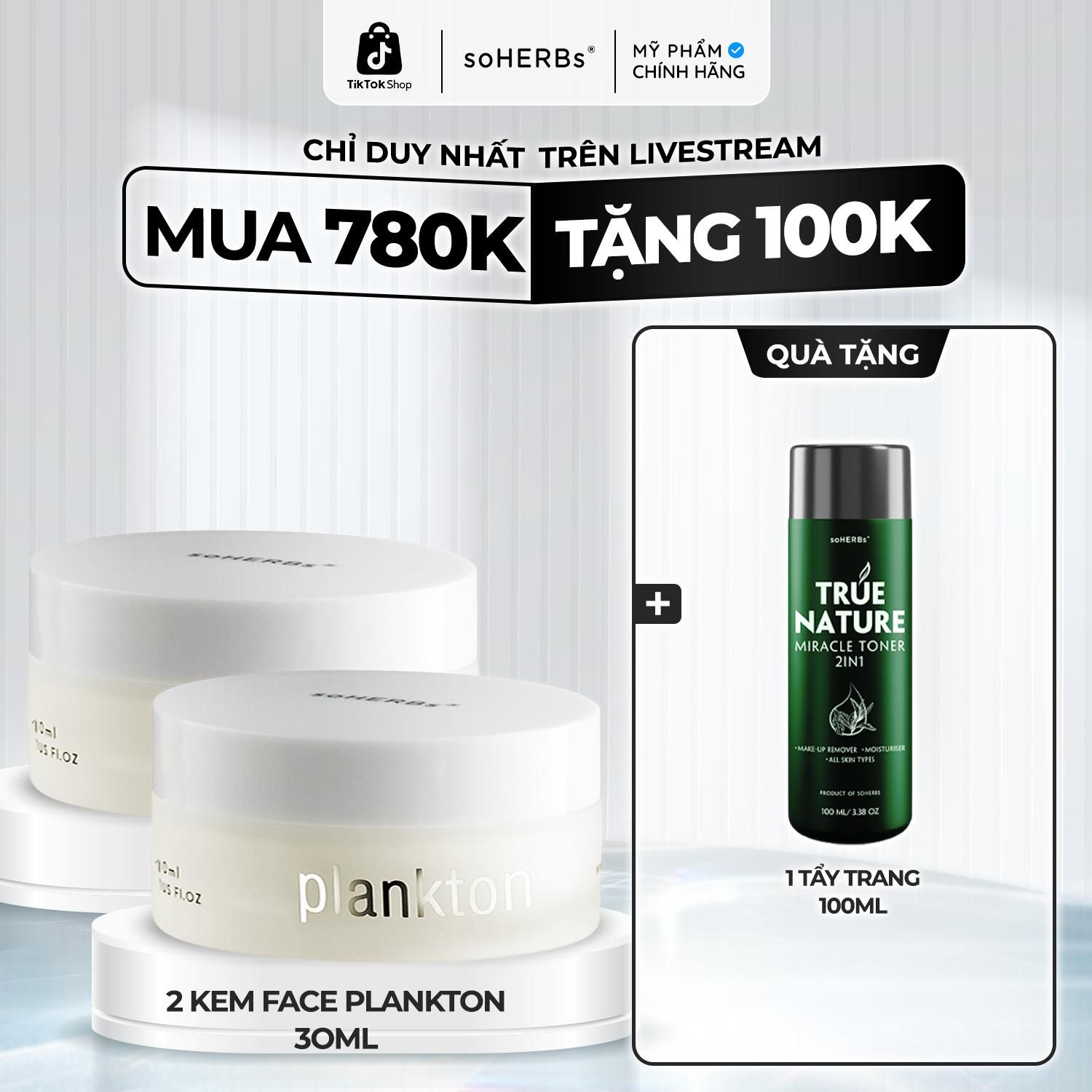  soHERBs - Kem Cream Plankton - Tặng Kèm Mask Ngẫu Nhiên Skincare Làm Đẹp Da 