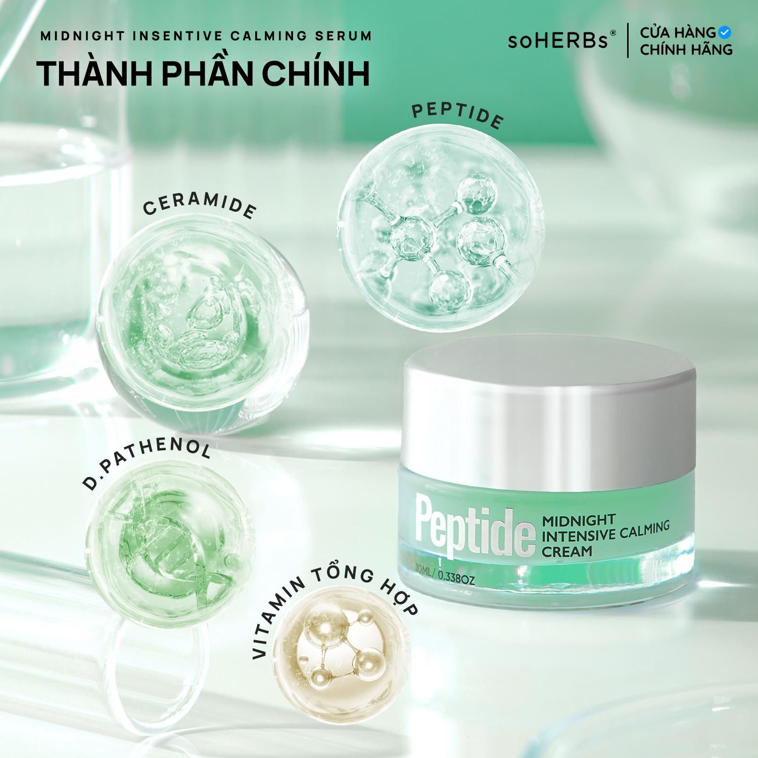  Kem Dưỡng Chuyên Sâu Đêm PEPTIDE MIDNIGHT INTENSIVE CALMING CREAM 30ml Hỗ Trợ Làm Dịu Da, Cấp Ẩm Cho Da Mềm Mịn. Làm Đẹp Da Skincare 