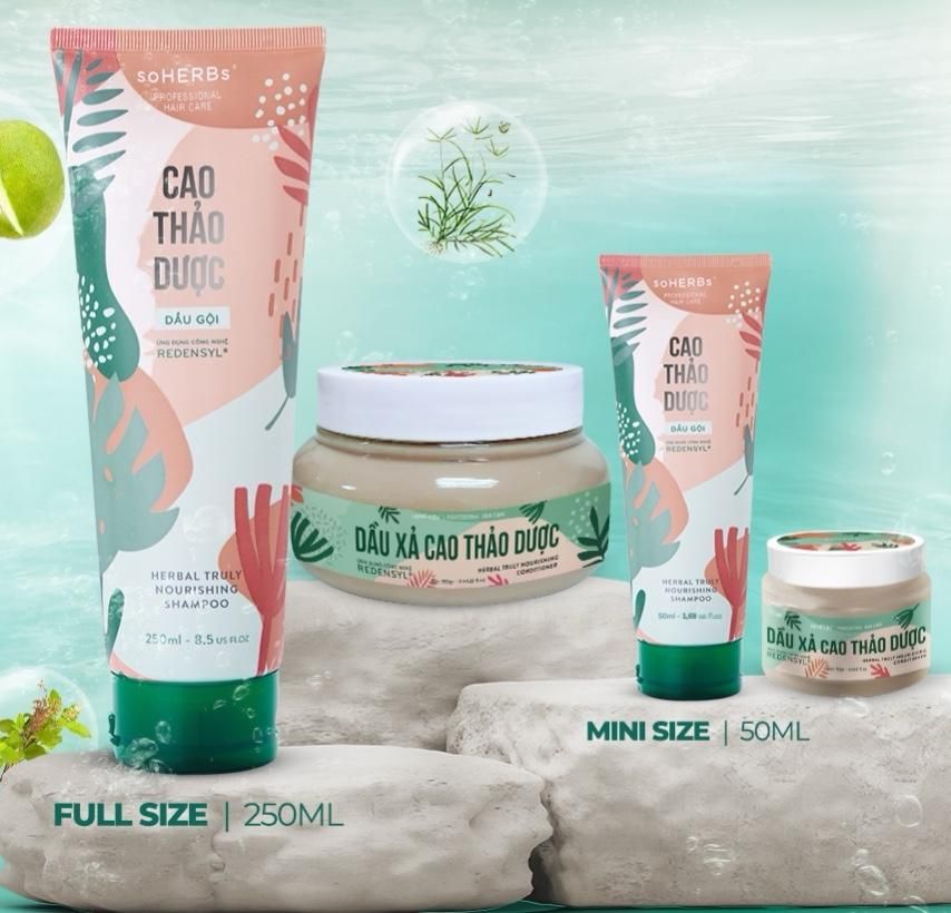  Dầu Gội Đầu Cao Thảo Dược Tuýp 250ml soHERBs [Quà Tặng: 1 Dầu Xả Cao Thảo Dược + 1 Gói Scrub] Women Nữ 