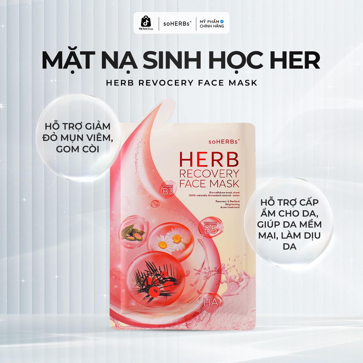  soHERBs - Mặt Nạ Thông Đỏ - Tặng 1 Gói Sữa Rửa Mặt Khổ Qua 