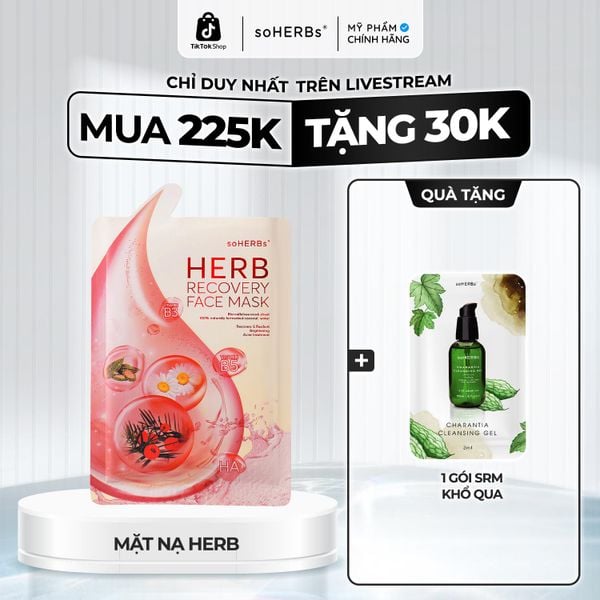  soHERBs - Mặt Nạ Thông Đỏ - Tặng 1 Gói Sữa Rửa Mặt Khổ Qua 