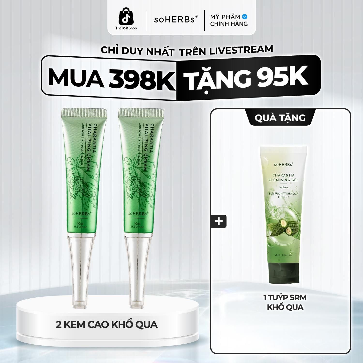  soHERBs - Cao Khổ Qua - Tặng Sữa Rửa Mặt Khổ Qua 