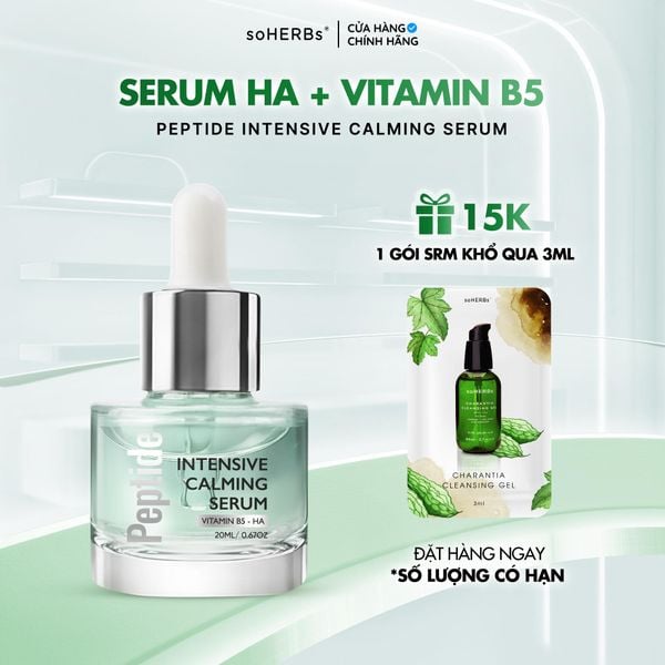  Tinh Chất Dưỡng HA Peptide Intensive Calming 20ml Hỗ Trợ Phục Hồi Cấp Ẩm Làm Dịu Da Giúp Làm Mềm Sáng Da Tặng 1 Gói SRM Khổ Qua 3ml 