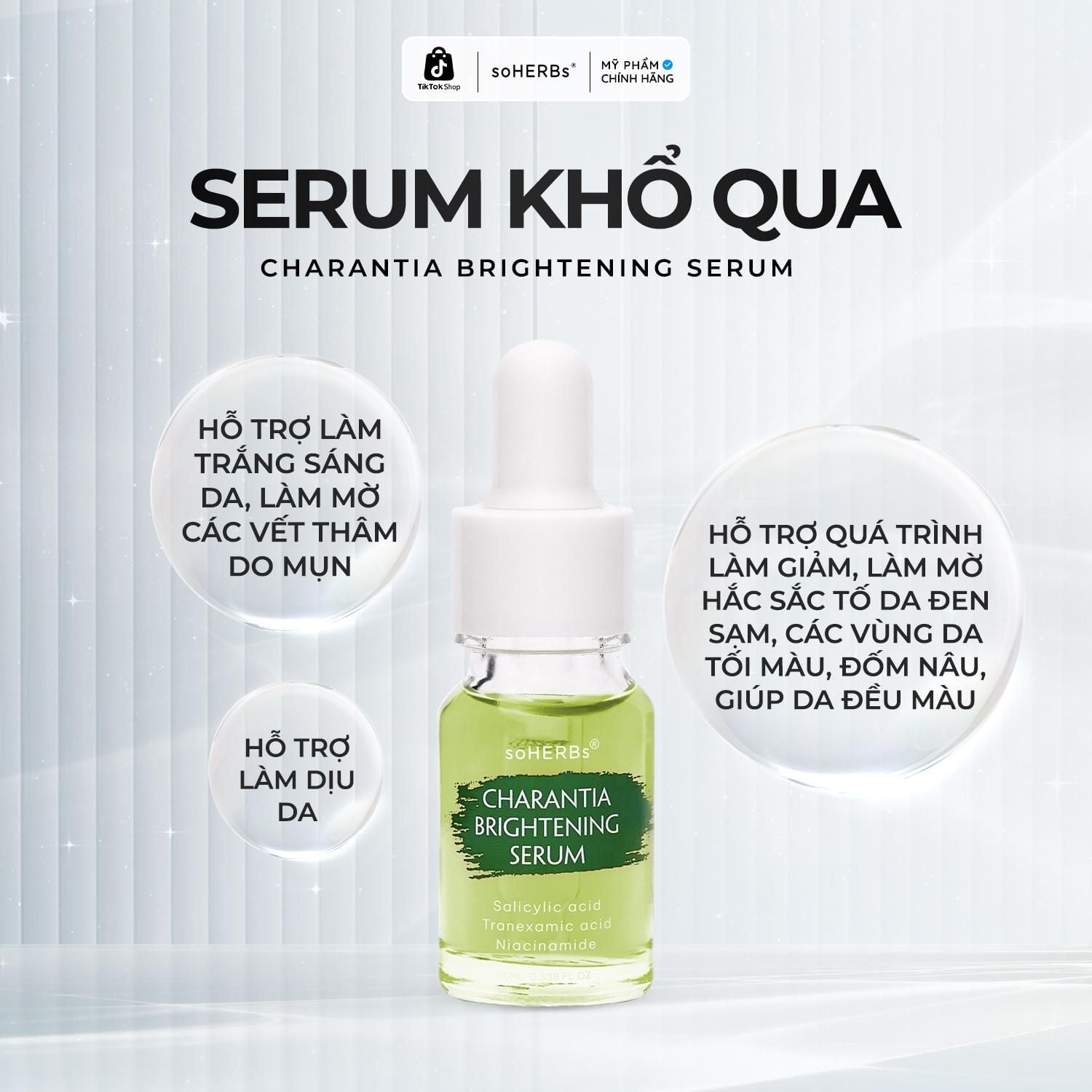  Serum Khổ Qua soHERBs - Tặng Sữa Rửa Mặt Khổ Qua - Hỗ Trợ Dưỡng Sáng Và Làm Mờ Thâm Hiệu Qủa, Dưỡng Da Đều Màu Dịu Da Nữ Skincare 