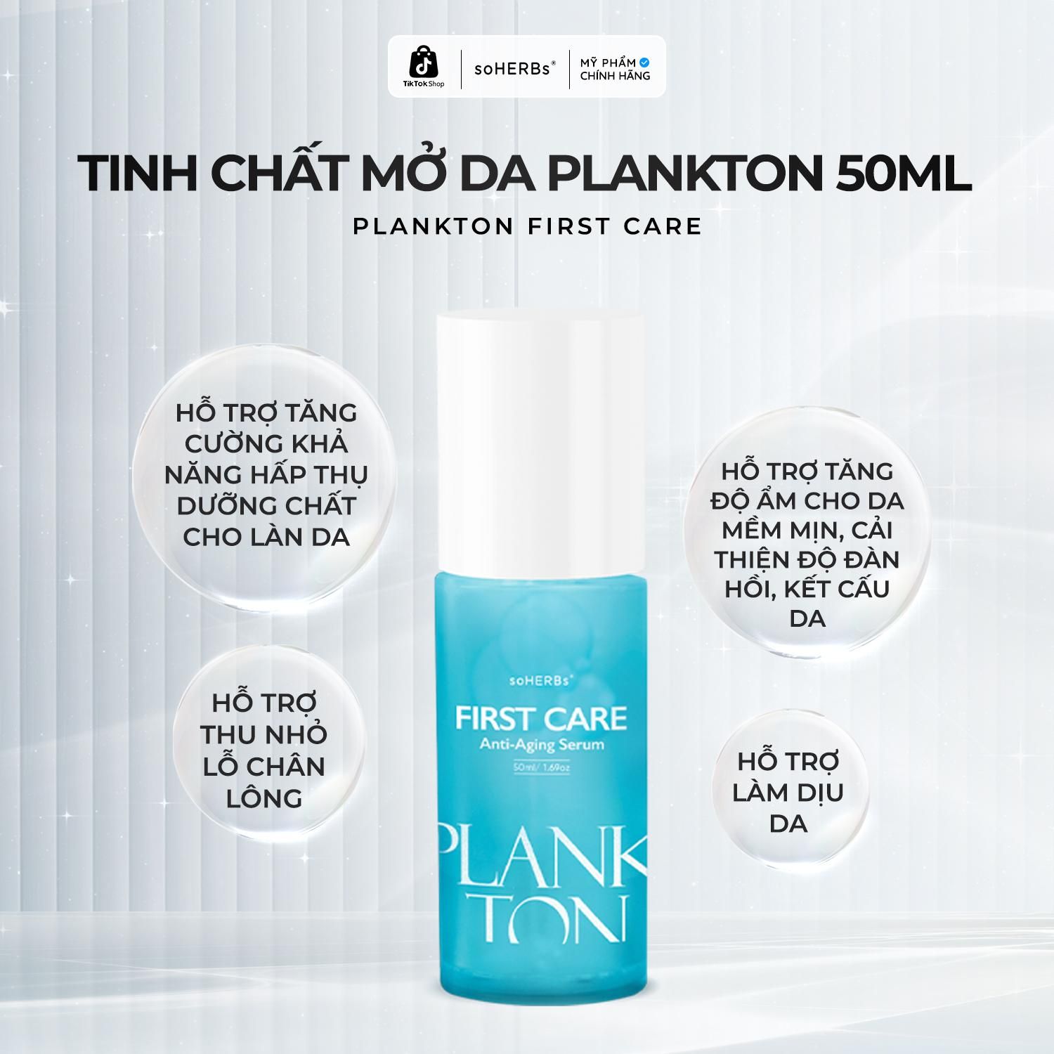  Serum PLANKTON FIRST CARE Anti-Aging Hỗ Trợ Dưỡng Da 20ml/50ml - Tặng Sữa Rửa Mặt Khổ Qua Nữ Skincare 