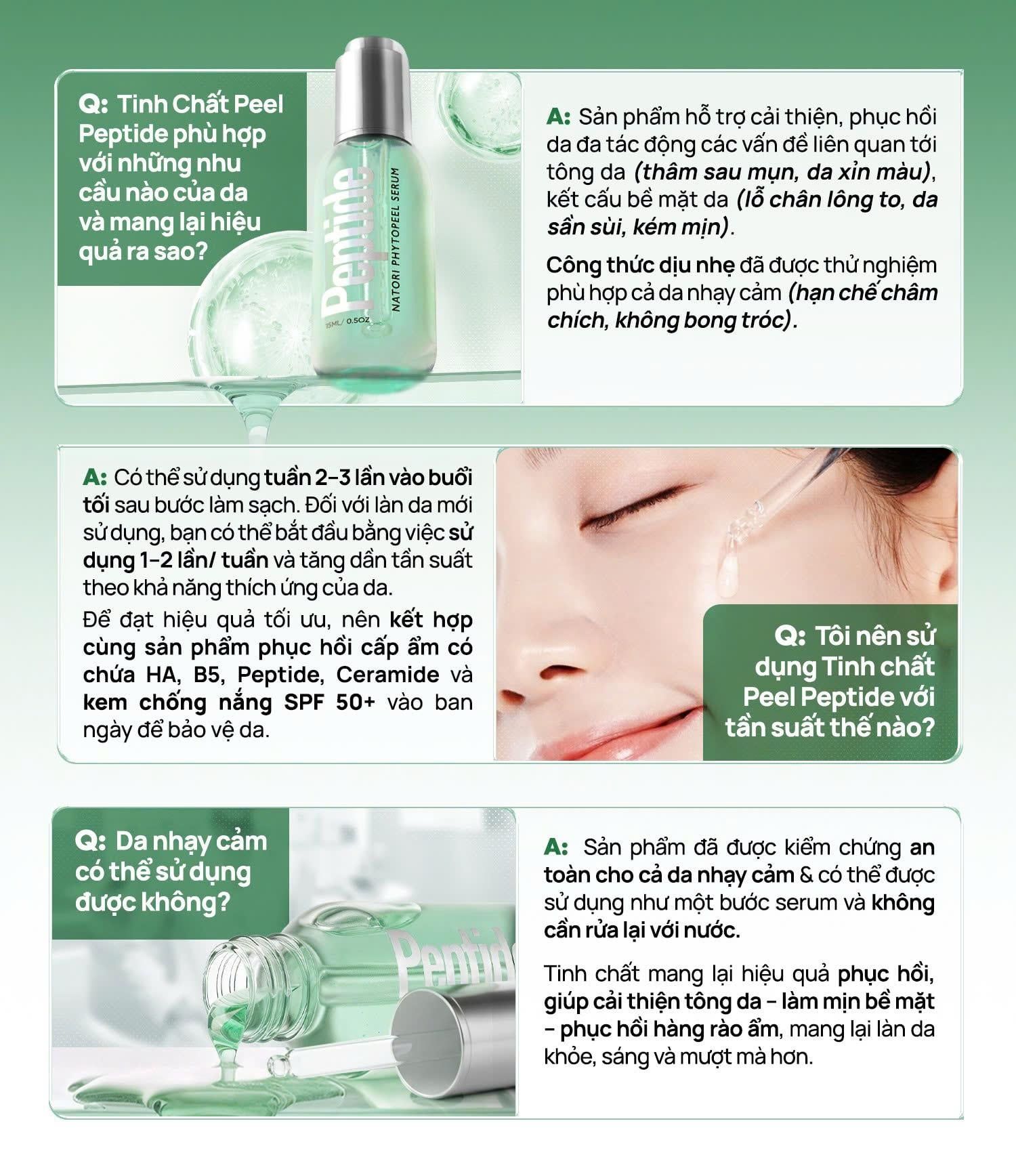  Tinh Chất Peel Da Sinh Học Dịu Nhẹ PEPTIDE NATORI PHYTOPEEL SERUM 15ml Skincare Women Làm Đẹp Da 