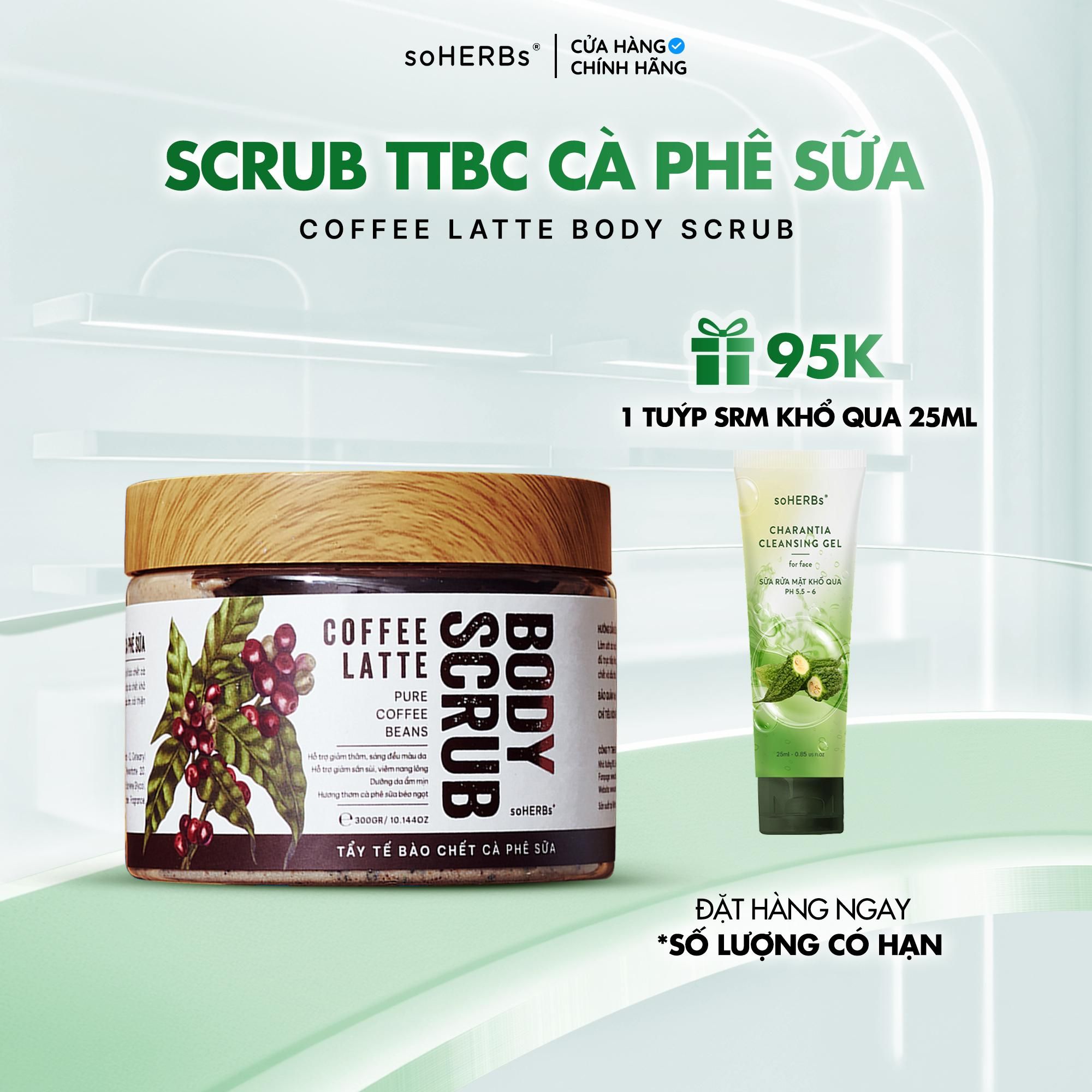  Scrub Tẩy Tế Bào Chết Body Cà Phê Sữa +Scrub Yến Mạch Trà Xanh 300gr Hỗ Trợ Làm Sạch Da [Kèm Quà Tặng] - Dưỡng Da Body 