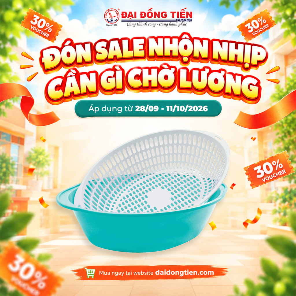  [FLASH SALE] Bộ Thau Rổ Oval 