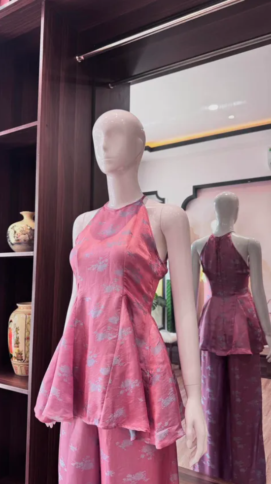 Bộ yếm hai dây tím hồng