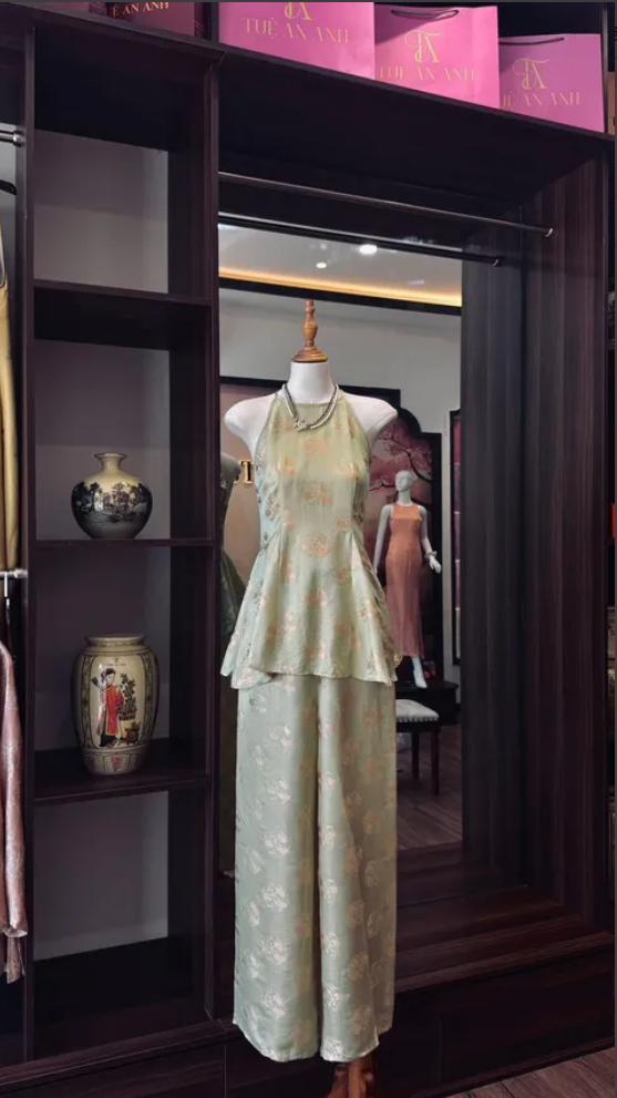 Bộ yếm hai dây xanh